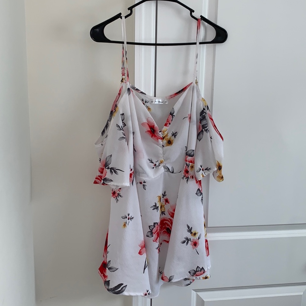 Floral Rose gal off the shoulder top